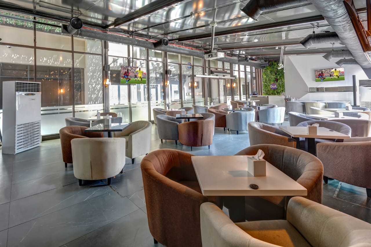 Live-sports shisha lounge with big screens at Gul Café, Dubai Investment Park